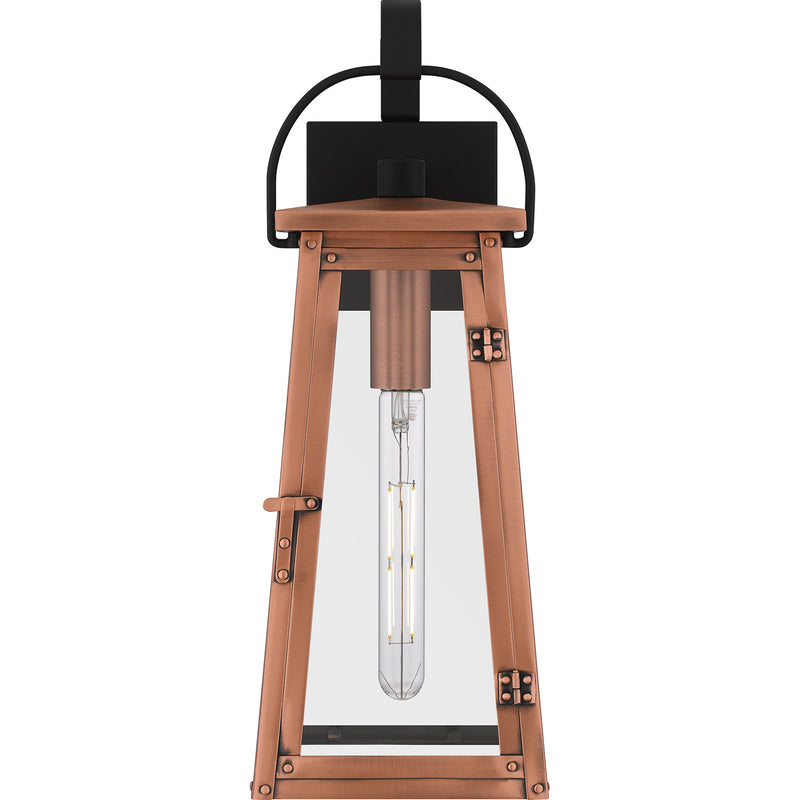 Quoizel Carolina 19in 1-Light Outdoor Wall Lantern | Traditional Aged Copper and Clear Glass | Front Door & Porch Sconce | Model CLN8407AC