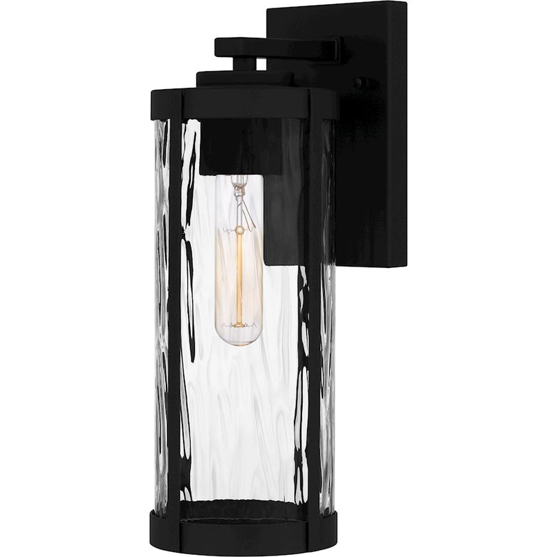 Quoizel Culpo 1 Light Outdoor Lantern, Matte Black/Clear Water