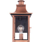 Quoizel Chalmers 8in 1-Light Outdoor Lantern | Traditional Aged Copper and Clear Glass | Front Porch & Entryway | 7.75 x 9 x 15.3 in | Model CM8408AC