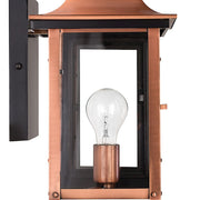 Quoizel Chalmers 8in 1-Light Outdoor Lantern | Traditional Aged Copper and Clear Glass | Front Porch & Entryway | 7.75 x 9 x 15.3 in | Model CM8408AC