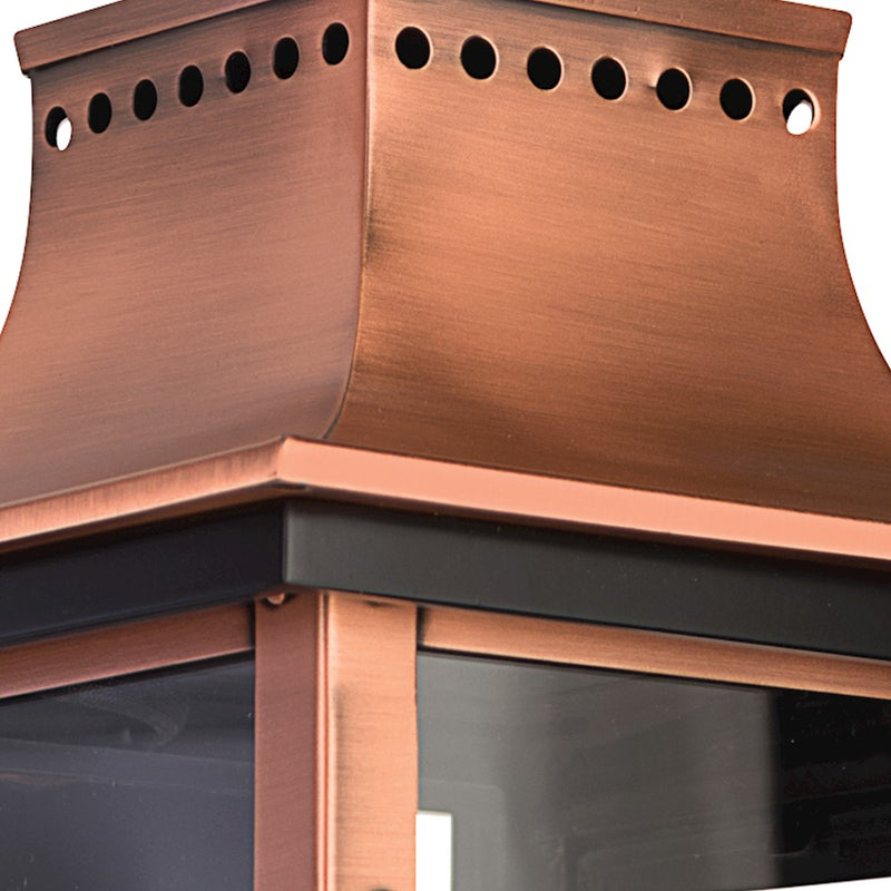 Quoizel Chalmers 8in 1-Light Outdoor Lantern | Traditional Aged Copper and Clear Glass | Front Porch & Entryway | 7.75 x 9 x 15.3 in | Model CM8408AC