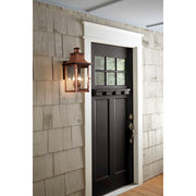 Quoizel Chalmers 10in 2-Light Outdoor Lantern | Traditional Aged Copper and Clear Glass | Front Porch & Entryway | 10 x 11.5 x 19 in | Model CM8410AC