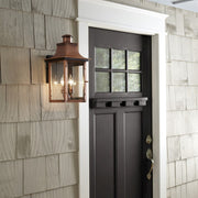 Quoizel Chalmers 10in 2-Light Outdoor Lantern | Traditional Aged Copper and Clear Glass | Front Porch & Entryway | 10 x 11.5 x 19 in | Model CM8410AC