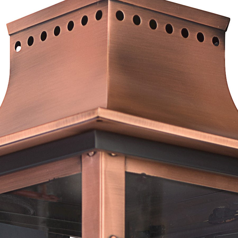 Quoizel Chalmers 10in 2-Light Outdoor Lantern | Traditional Aged Copper and Clear Glass | Front Porch & Entryway | 10 x 11.5 x 19 in | Model CM8410AC