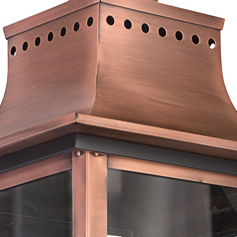 Quoizel Chalmers 12in 3-Light Outdoor Lantern | Traditional Aged Copper and Clear Glass | Front Porch & Entryway | 12 x 13.25 x 23 in | Model CM8412AC