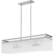 Quoizel Camilla 38in 4-Light Island Chandelier | Glam Brushed Nickel and Clear Glacier Crystal Glass | Kitchen Island & Dining Room | Model CMI438BN