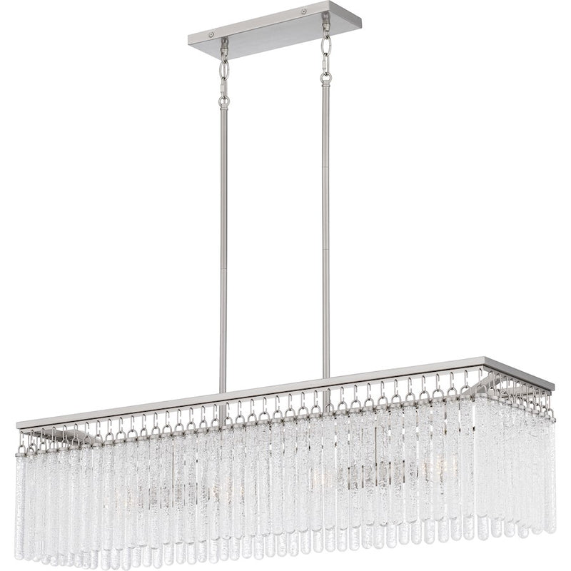 Quoizel Camilla 38in 4-Light Island Chandelier | Glam Brushed Nickel and Clear Glacier Crystal Glass | Kitchen Island & Dining Room | Model CMI438BN