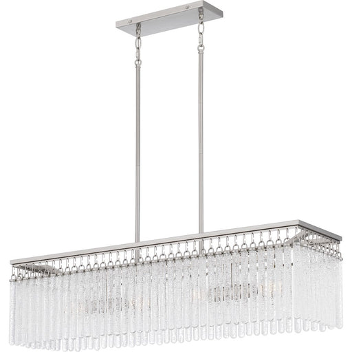 Quoizel Camilla 38in 4-Light Island Chandelier | Glam Brushed Nickel and Clear Glacier Crystal Glass | Kitchen Island & Dining Room | Model CMI438BN