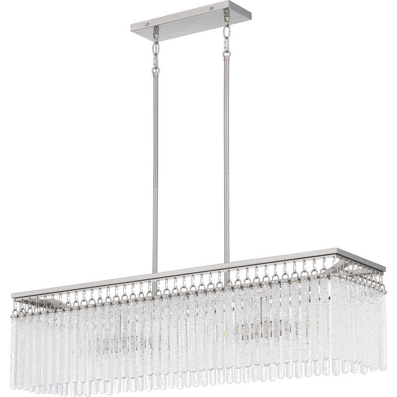 Quoizel Camilla 38in 4-Light Island Chandelier | Glam Brushed Nickel and Clear Glacier Crystal Glass | Kitchen Island & Dining Room | Model CMI438BN