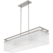 Quoizel Camilla 38in 4-Light Island Chandelier | Glam Brushed Nickel and Clear Glacier Crystal Glass | Kitchen Island & Dining Room | Model CMI438BN
