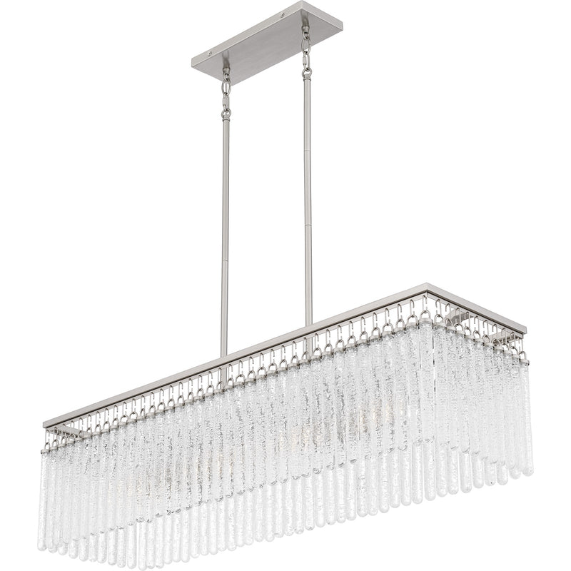 Quoizel Camilla 38in 4-Light Island Chandelier | Glam Brushed Nickel and Clear Glacier Crystal Glass | Kitchen Island & Dining Room | Model CMI438BN