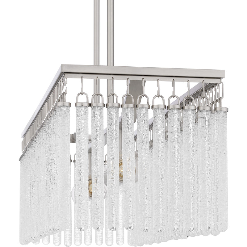Quoizel Camilla 38in 4-Light Island Chandelier | Glam Brushed Nickel and Clear Glacier Crystal Glass | Kitchen Island & Dining Room | Model CMI438BN