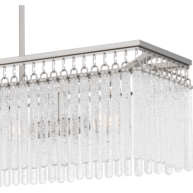 Quoizel Camilla 38in 4-Light Island Chandelier | Glam Brushed Nickel and Clear Glacier Crystal Glass | Kitchen Island & Dining Room | Model CMI438BN