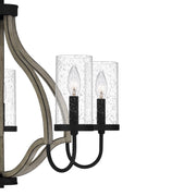 Quoizel Cornelia 26in 5-Light Chandelier | Farmhouse Matte Black and Clear Seedy Glass | Dining Room & Foyer | 26 x 26 x 19.5 in | Model CNE5026MBK