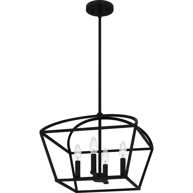 Quoizel Concho Bay 4 Light Pendant, Matte Black