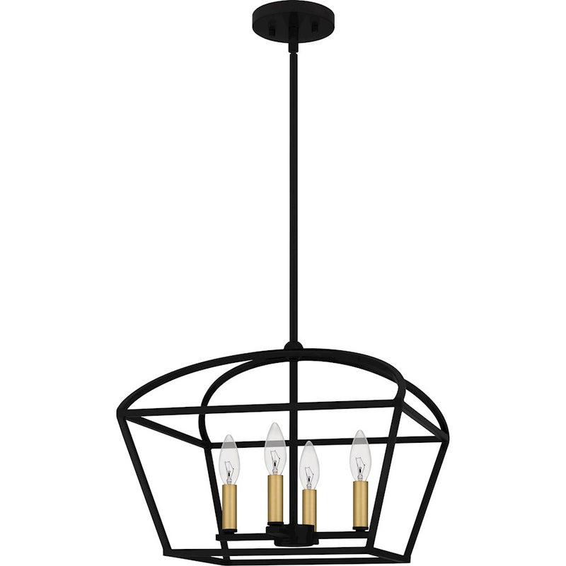 Quoizel Concho Bay 4 Light Pendant, Matte Black