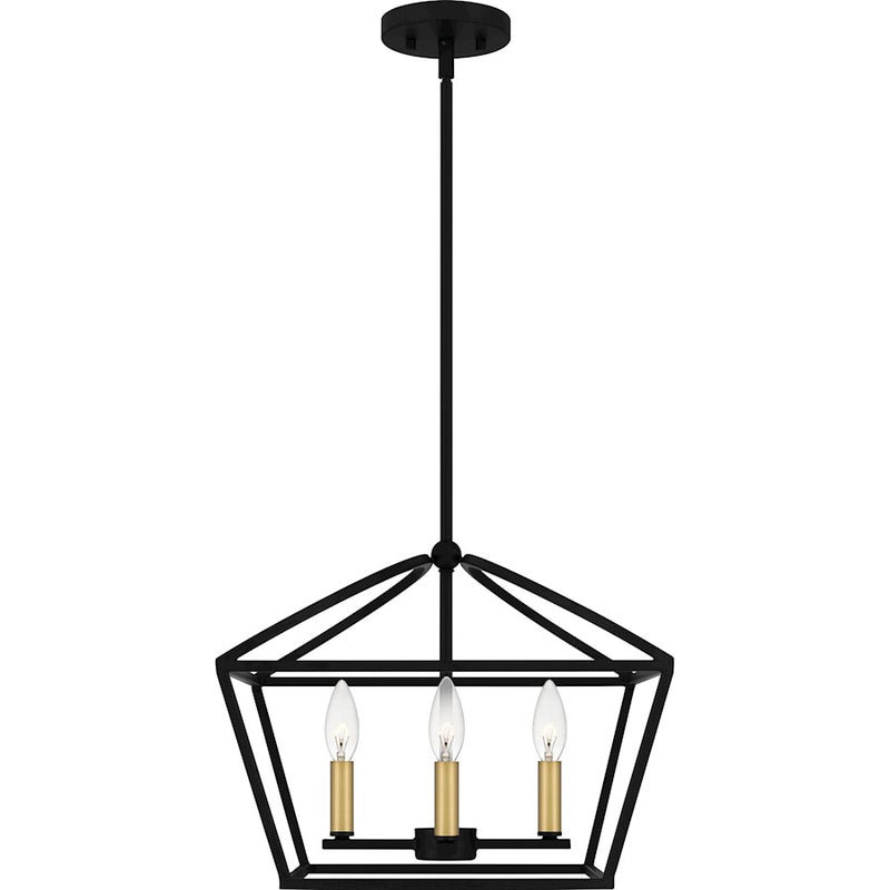 Quoizel Concho Bay 4 Light Pendant, Matte Black