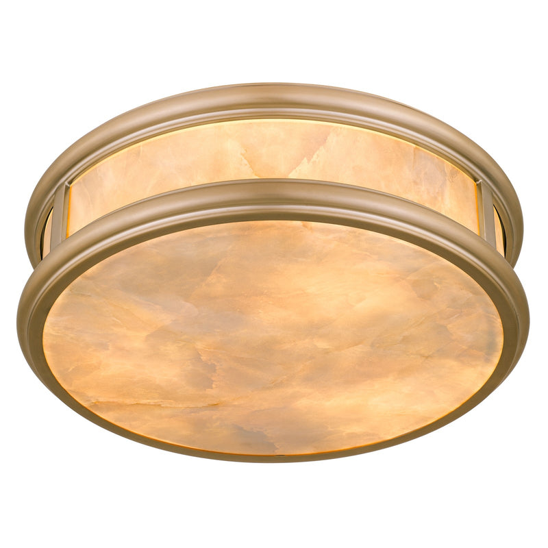Quoizel Colette 16in LED Flush Mount | Contemporary Bronze Gold and Alabaster Glass | Bathroom & Hallway | 16.25 x 16.25 x 5 in | Model COLE1616BGD