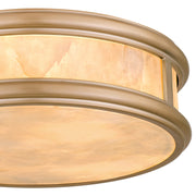 Quoizel Colette 16in LED Flush Mount | Contemporary Bronze Gold and Alabaster Glass | Bathroom & Hallway | 16.25 x 16.25 x 5 in | Model COLE1616BGD