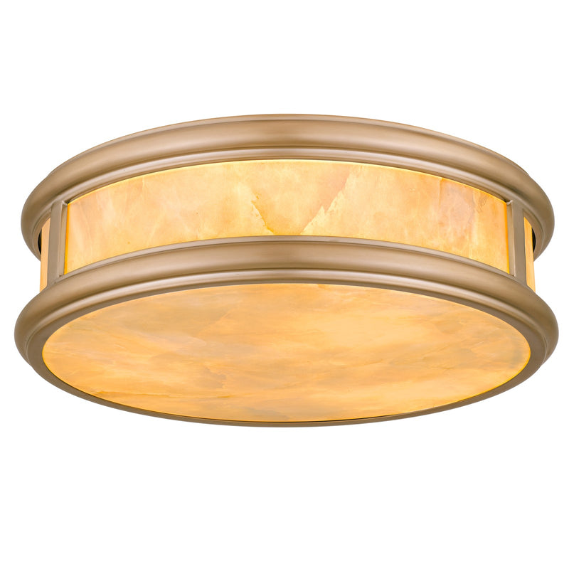 Quoizel Colette 16in LED Flush Mount | Contemporary Bronze Gold and Alabaster Glass | Bathroom & Hallway | 16.25 x 16.25 x 5 in | Model COLE1616BGD