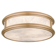 Quoizel Colette 16in LED Flush Mount | Contemporary Bronze Gold and Alabaster Glass | Bathroom & Hallway | 16.25 x 16.25 x 5 in | Model COLE1616BGD