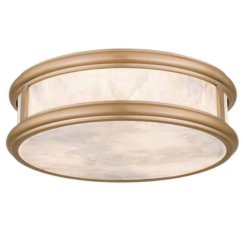 Quoizel Colette 16in LED Flush Mount | Contemporary Bronze Gold and Alabaster Glass | Bathroom & Hallway | 16.25 x 16.25 x 5 in | Model COLE1616BGD