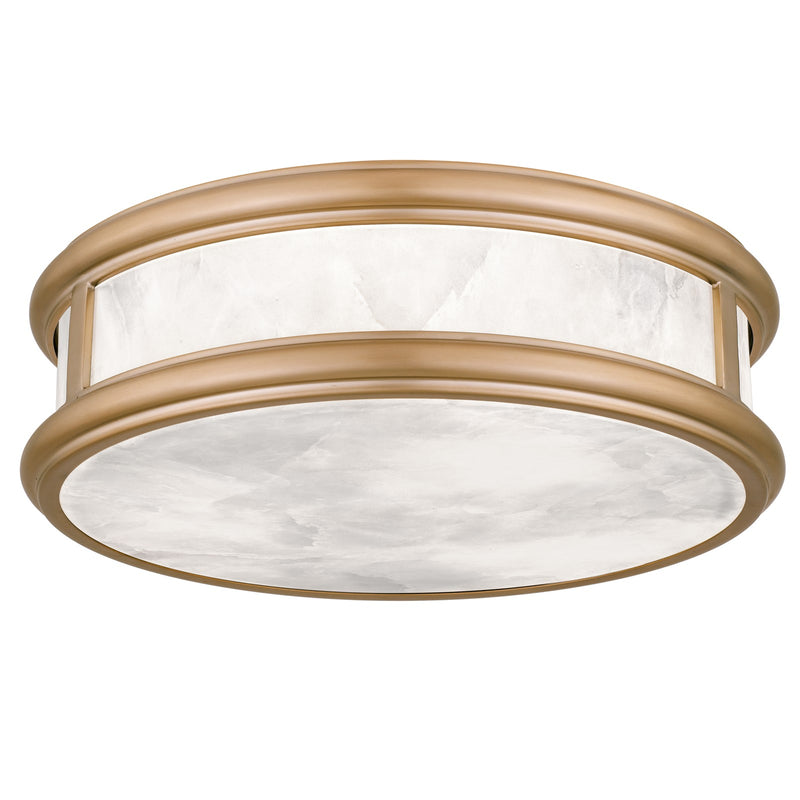 Quoizel Colette 16in LED Flush Mount | Contemporary Bronze Gold and Alabaster Glass | Bathroom & Hallway | 16.25 x 16.25 x 5 in | Model COLE1616BGD