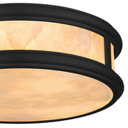 Quoizel Colette 16in LED Flush Mount | Contemporary Matte Black and Alabaster Glass | Bathroom & Hallway | 16.25 x 16.25 x 5 in | Model COLE1616MBK