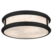 Quoizel Colette 16in LED Flush Mount | Contemporary Matte Black and Alabaster Glass | Bathroom & Hallway | 16.25 x 16.25 x 5 in | Model COLE1616MBK
