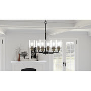 Quoizel Cox 6 Light Chandelier, Matte Black/Clear