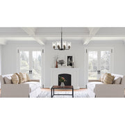 Quoizel Cox 6 Light Chandelier, Matte Black/Clear