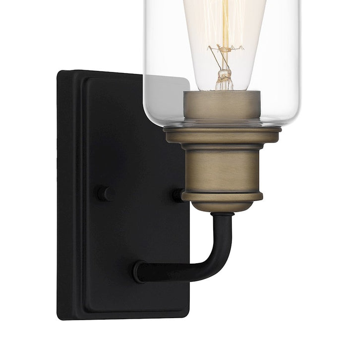 Quoizel Cox 1 Light Wall Sconce, Matte Black/Clear