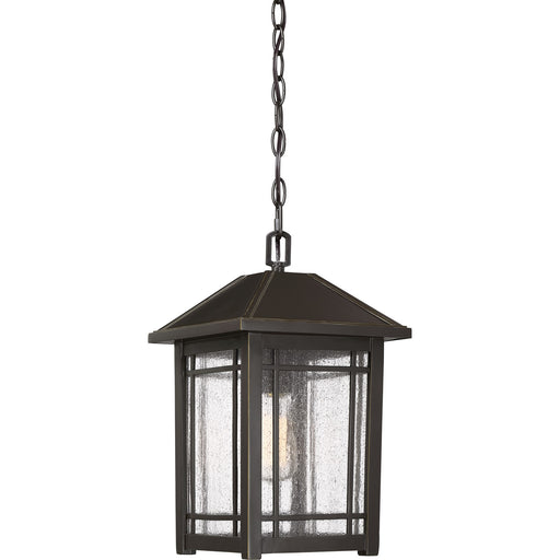 Quoizel Cedar Point 10in 1-Light Outdoor Pendant | Craftsman Palladian Bronze and Clear Seedy Glass | Covered Porch & Entryway | Model CPT1910PN