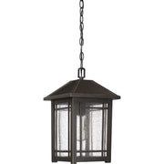 Quoizel Cedar Point 10in 1-Light Outdoor Pendant | Craftsman Palladian Bronze and Clear Seedy Glass | Covered Porch & Entryway | Model CPT1910PN