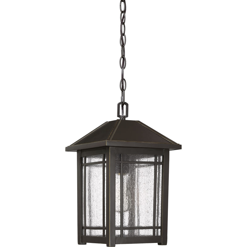 Quoizel Cedar Point 10in 1-Light Outdoor Pendant | Craftsman Palladian Bronze and Clear Seedy Glass | Covered Porch & Entryway | Model CPT1910PN