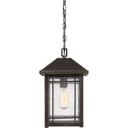 Quoizel Cedar Point 10in 1-Light Outdoor Pendant | Craftsman Palladian Bronze and Clear Seedy Glass | Covered Porch & Entryway | Model CPT1910PN