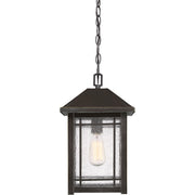 Quoizel Cedar Point 10in 1-Light Outdoor Pendant | Craftsman Palladian Bronze and Clear Seedy Glass | Covered Porch & Entryway | Model CPT1910PN