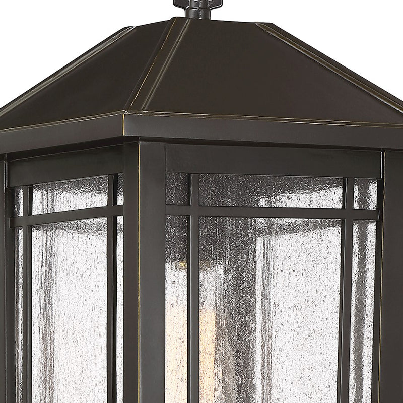 Quoizel Cedar Point 10in 1-Light Outdoor Pendant | Craftsman Palladian Bronze and Clear Seedy Glass | Covered Porch & Entryway | Model CPT1910PN