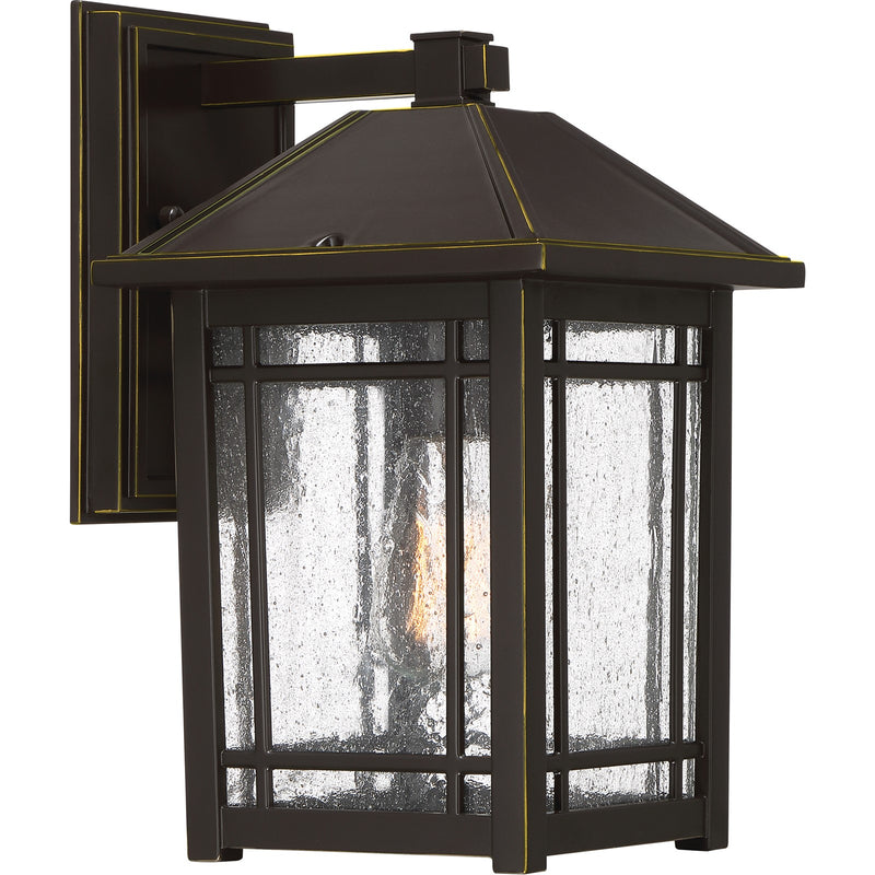 Quoizel Cedar Point 8in 1-Light Outdoor Wall Lantern | Craftsman Palladian Bronze and Clear Seedy Glass | Porch & Entryway | Model CPT8408PN