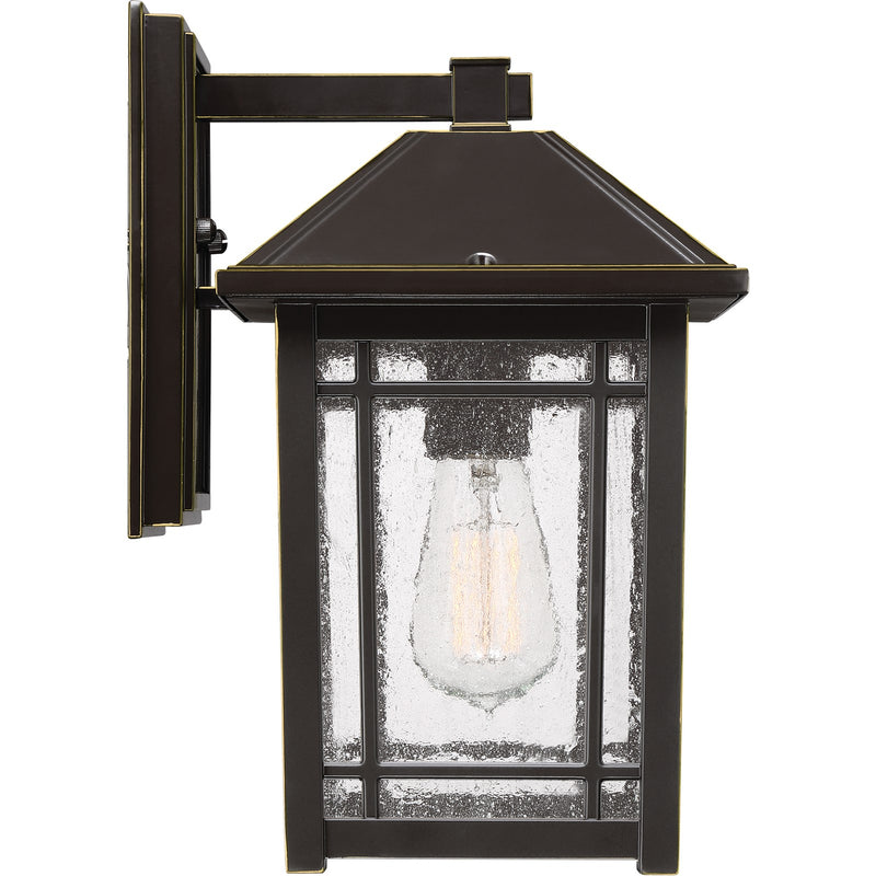 Quoizel Cedar Point 8in 1-Light Outdoor Wall Lantern | Craftsman Palladian Bronze and Clear Seedy Glass | Porch & Entryway | Model CPT8408PN