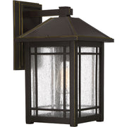 Quoizel Cedar Point 10in 1-Light Outdoor Wall Lantern | Craftsman Palladian Bronze and Clear Seedy Glass | Porch & Entryway | Model CPT8410PN
