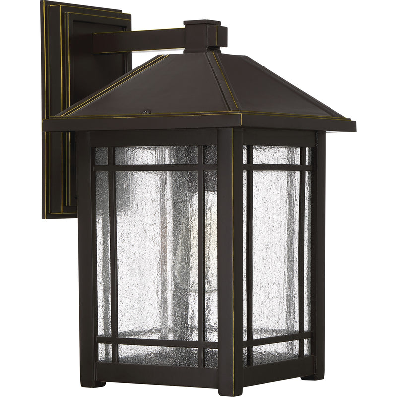 Quoizel Cedar Point 10in 1-Light Outdoor Wall Lantern | Craftsman Palladian Bronze and Clear Seedy Glass | Porch & Entryway | Model CPT8410PN