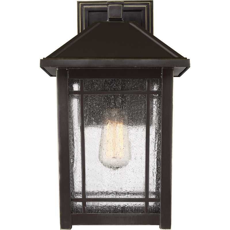 Quoizel Cedar Point 10in 1-Light Outdoor Wall Lantern | Craftsman Palladian Bronze and Clear Seedy Glass | Porch & Entryway | Model CPT8410PN