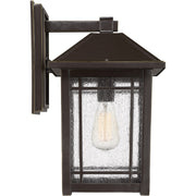 Quoizel Cedar Point 10in 1-Light Outdoor Wall Lantern | Craftsman Palladian Bronze and Clear Seedy Glass | Porch & Entryway | Model CPT8410PN