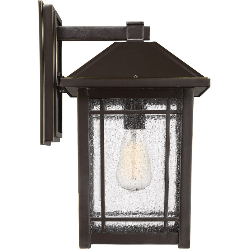 Quoizel Cedar Point 10in 1-Light Outdoor Wall Lantern | Craftsman Palladian Bronze and Clear Seedy Glass | Porch & Entryway | Model CPT8410PN