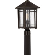 Quoizel Cedar Point 10in 1-Light Outdoor Lantern | Rustic Palladian Bronze and Clear Seedy Glass | Front Porch & Entryway | Model CPT9010PN