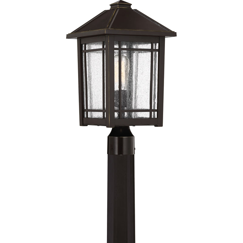 Quoizel Cedar Point 10in 1-Light Outdoor Lantern | Rustic Palladian Bronze and Clear Seedy Glass | Front Porch & Entryway | Model CPT9010PN