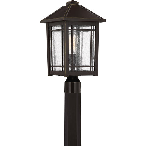 Quoizel Cedar Point 10in 1-Light Outdoor Lantern | Rustic Palladian Bronze and Clear Seedy Glass | Front Porch & Entryway | Model CPT9010PN