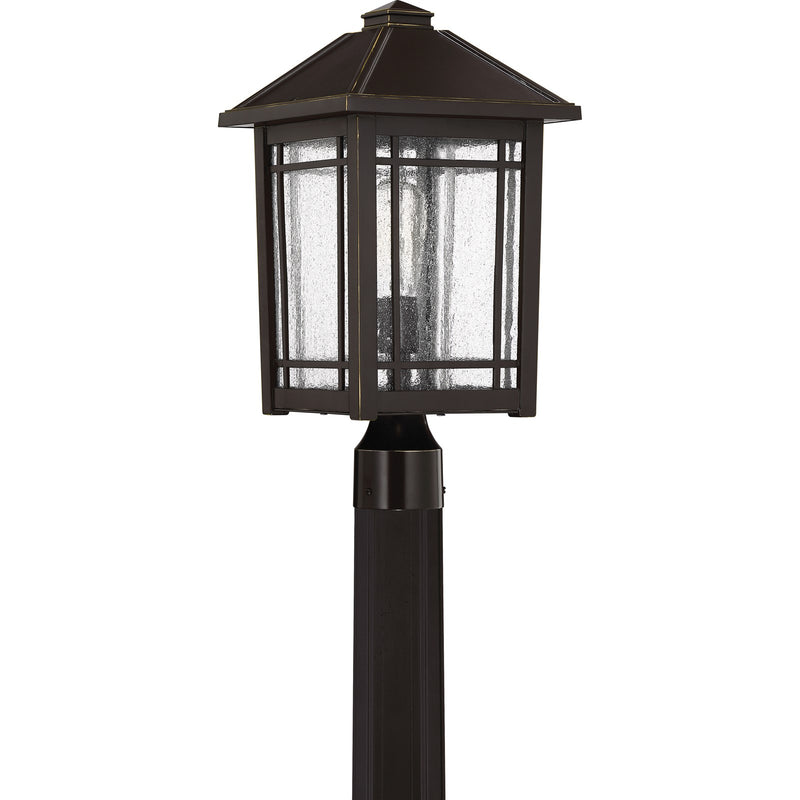 Quoizel Cedar Point 10in 1-Light Outdoor Lantern | Rustic Palladian Bronze and Clear Seedy Glass | Front Porch & Entryway | Model CPT9010PN