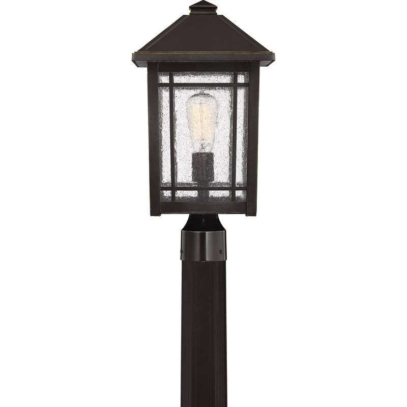 Quoizel Cedar Point 10in 1-Light Outdoor Lantern | Rustic Palladian Bronze and Clear Seedy Glass | Front Porch & Entryway | Model CPT9010PN